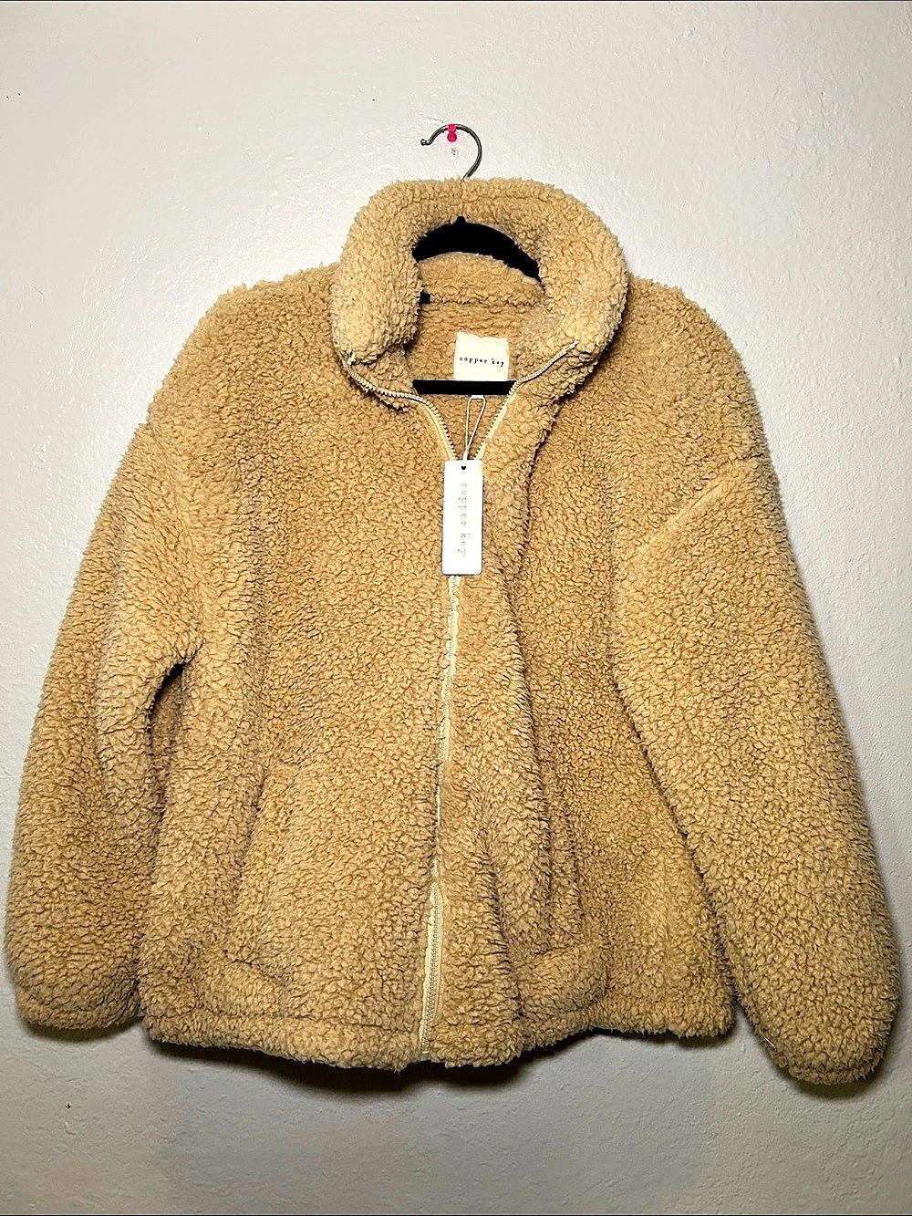 Copper Key Teddy Fleece Jacket in Brown NWT